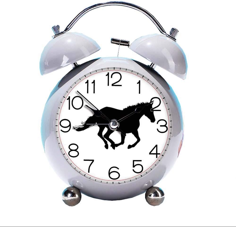 GIRLSIGHT Cute Color Alarm Clock, Round Horse Desk Clock with Night