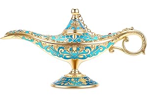 Gusnilo Vintage Aladdin Magic Lamp Genie Collector's Edition/Wedding Table Decoration,Collectable Rare Classic Arabian Props Aladdin Pot & Delicate Gift for Party/Birthday(Peacock Blue)