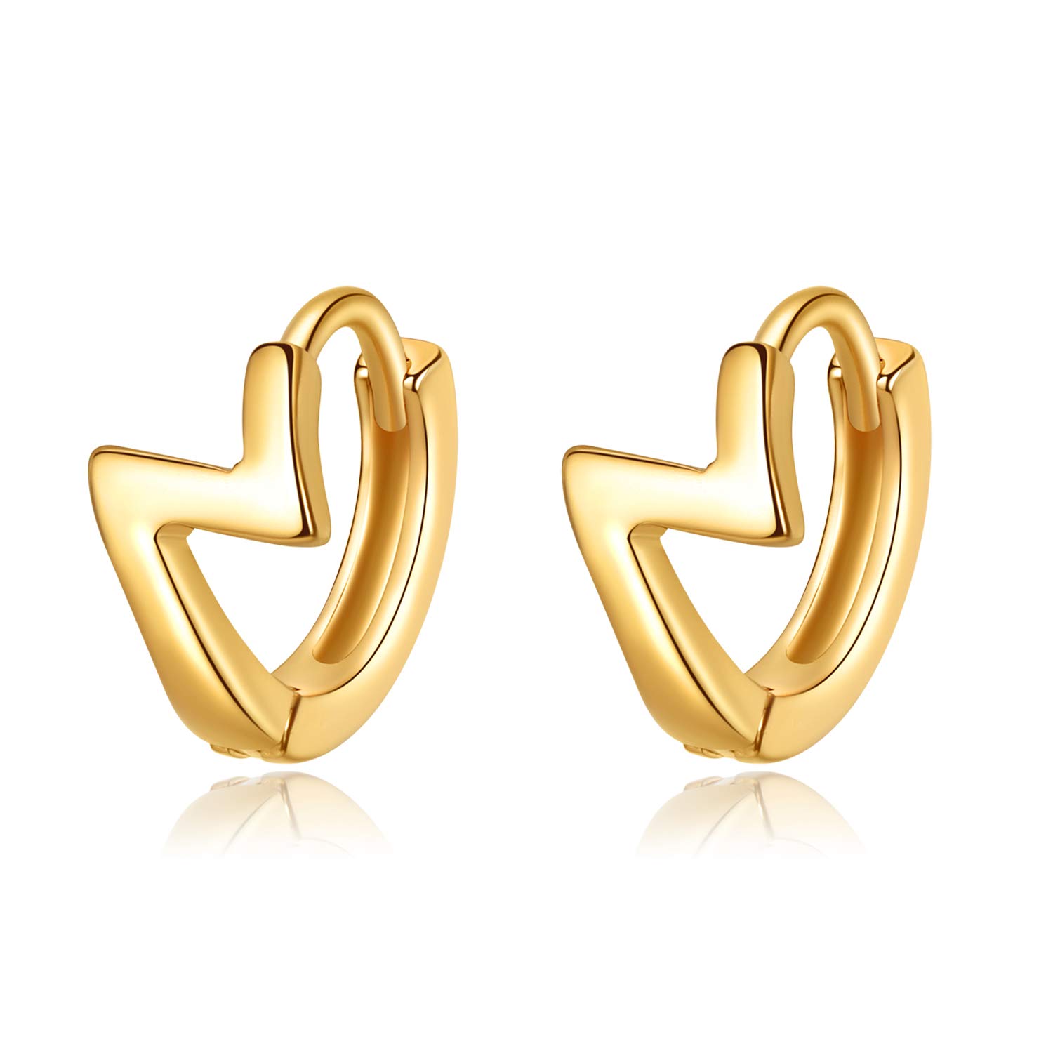 VIKI LYNN 925 Sterling Silver Lightning Design Small Hoop Earrings for Women Gifts 18K Gold Plated