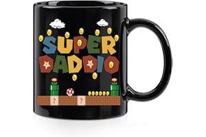 WENSSY Super Daddio Mug, Funny Gifts for Dad, Birthday Fathers Day Mugs for Dad from Daughter Son, New Dad Gifts, Super Daddio Gifts for Dad 11 Ounce Black