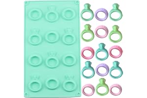 NYKSTRSM 12 Cavity Diamond Ring Silicone Candy Molds For Candy Chocolate Cake Topper