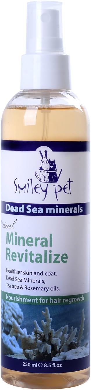Natural Dead Sea Mineral Revitalize, Helps new healthy coat hair growth after periods of excessive scratching and shedding pets skin. Contains Dead Sea grooming Minerals and plant extracts. 8.45 oz