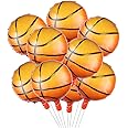 10pcs Basketball Balloons 18inch Basketball Birthday Decorations Aluminum Foil Sports Mylar Balloons Basketball Party Decorations Basketball Birthday Party Supplies
