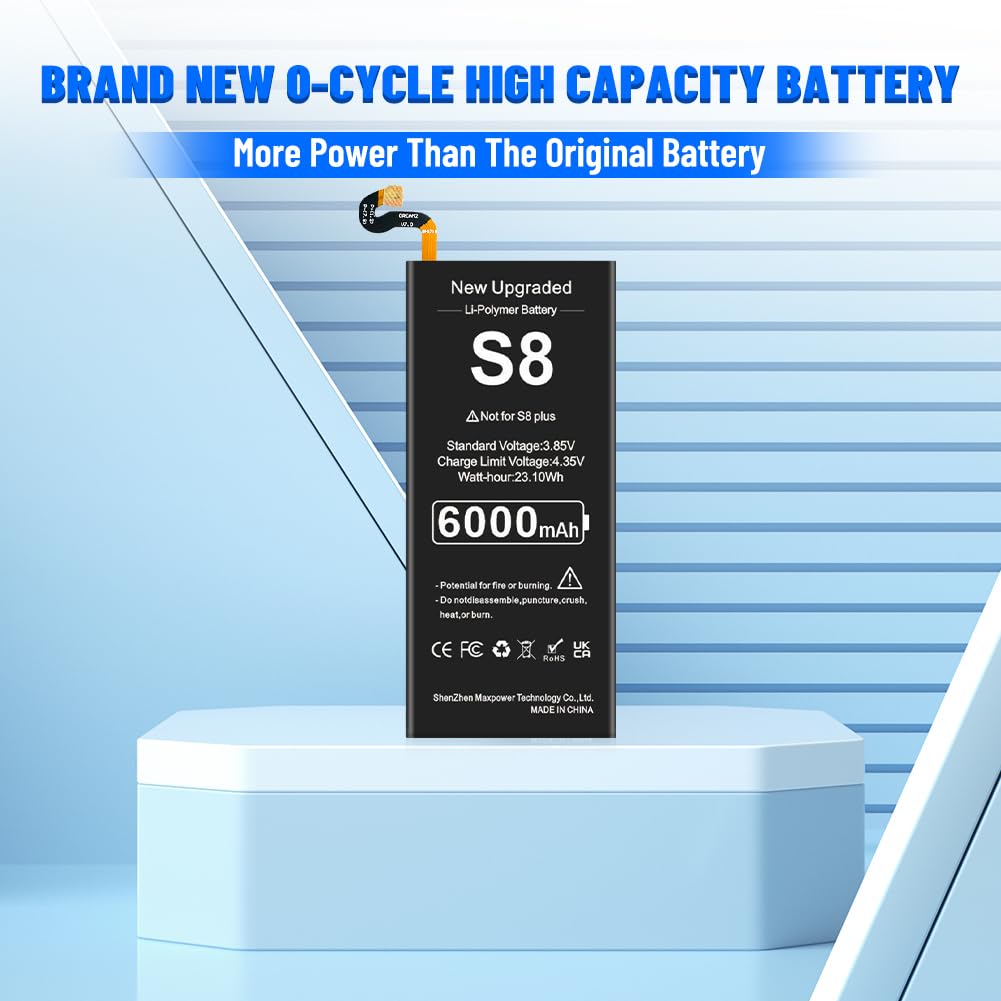 Galaxy S8 Battery, [Upgraded] 6000mAh High Capacity Li-Polymer EB-BG950ABE Replacement Battery for Samsung Galaxy S8 SM-G950 G950V G950A G950T G950P G950R4 with Screwdriver Tool Kit