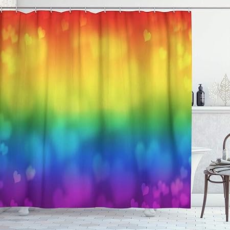 Zormiey Tenda Da Doccia Bisex Gay Pride Flag Defocused Bokeh Lights Hearts Of Movement Con Offuscata Comunita Arcobaleno Lgbt Stenda Della Doccia Tende Da Doccia Impermeabile Con Ganci Inclusi Amazon It Casa E Cucina