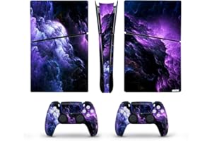 LANGSUN Full Body Vinyl Skin Stickers Wrap Decals Cover for PS5 Slim Digital Edition Console & Controllers (Purple Space)