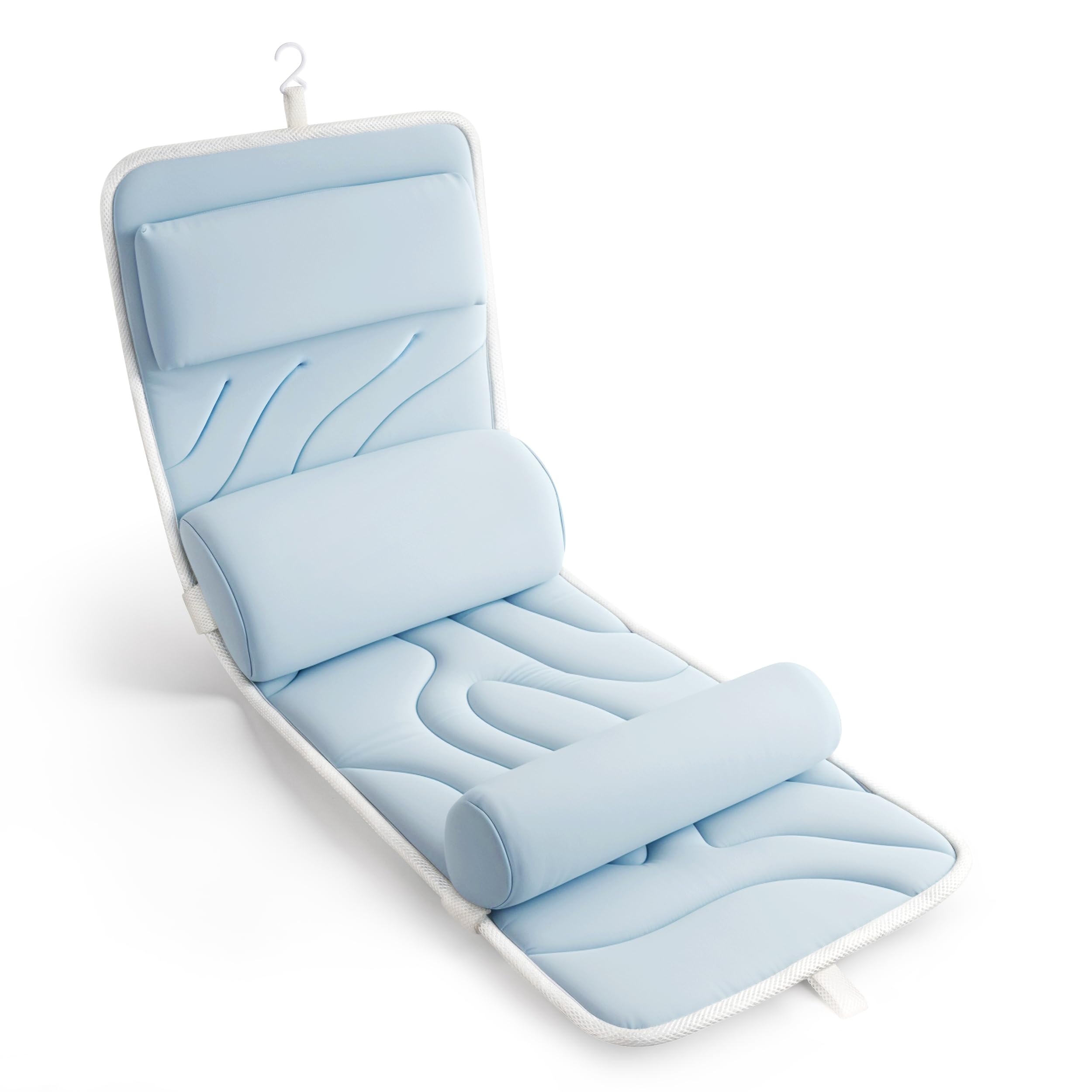 Photo 1 of Sunlit Ultra Soft Full Body Bath Pillow for Bathtub, Luxury Thick Tub Pillow for Head Neck Back Support with Lumbar Pillow Multi-Function Stopper, Spa Pillow with Strong Suction Cups, Bath Accessories