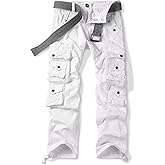 OCHENTA Men's Cotton Casual Cargo Work Pants Baggy Travel Hiking with Multi Pockets (No Belt)
