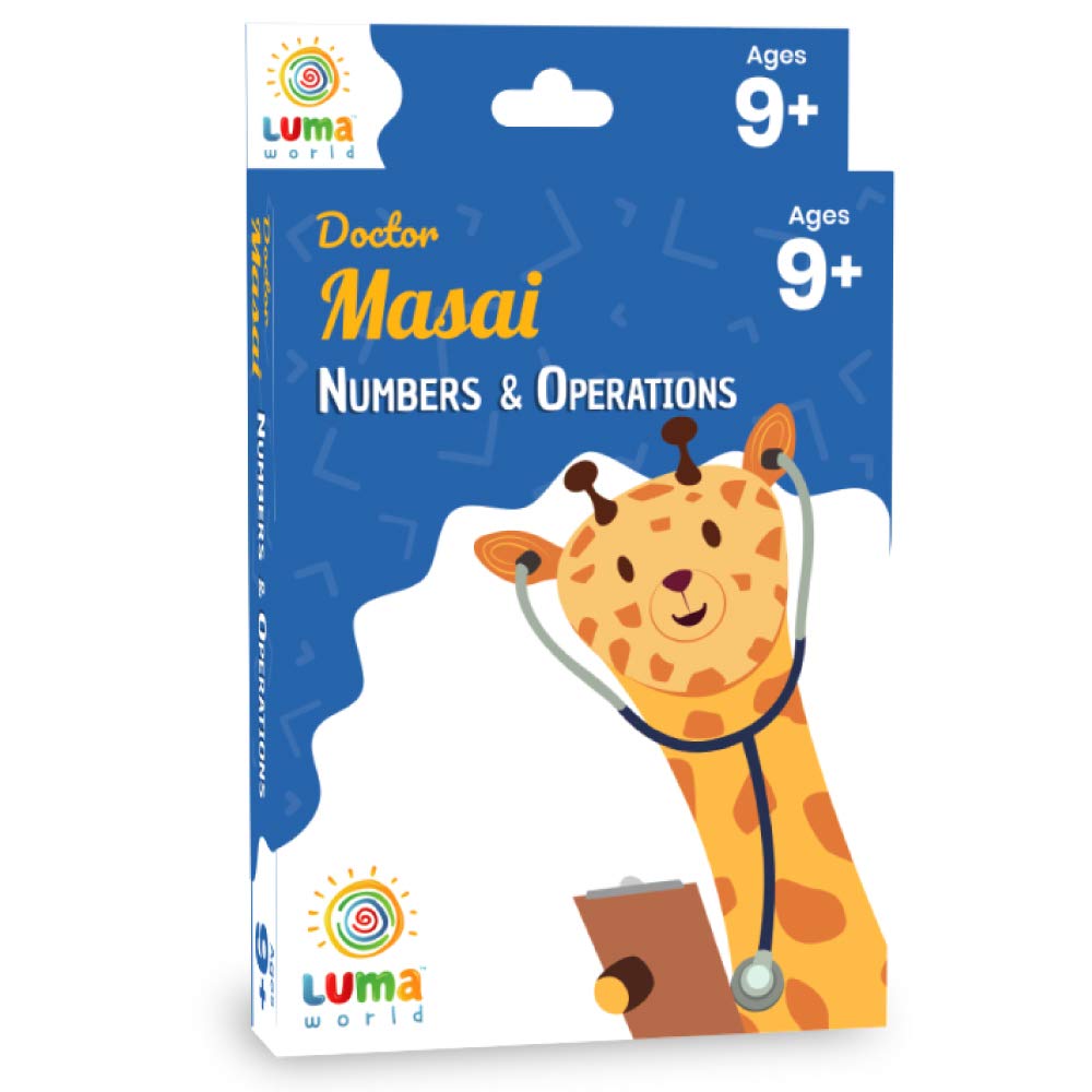 LUMA WORLD ADD LIFE TO LEARNING Doctor Masai Educational Game Mental Maths Flash Cards with Magic Glass for 9+ Years to Learn Standard 4 Numbers, Operations, Multiplication Tables, Set of 50 Cards