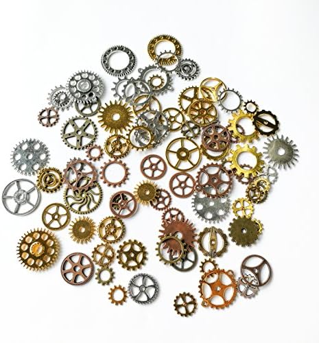 Samje 100 Gram Gear Charms Steampunk Pendant Watch Wheel Cog Crafting Jewelry Making Accessory