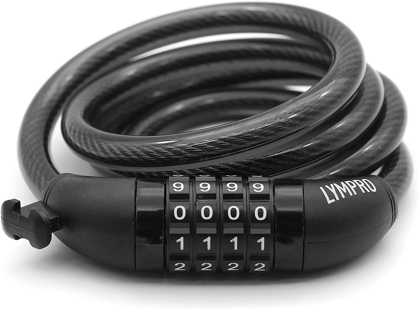 LYMPRO Bike Lock with Mount, 110 cm – 4 Digit Combination Cable Lock for Bicycle/Mountain Bike/Scooter