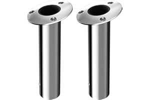 EQUSPUR Fishing Rod Holder 2 Pack, 316 Stainless Steel 15/30/90 Degree Rod Holders for Fishing Boat, Flush Mount with Cap, Heavy Duty
