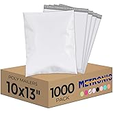 Metronic Poly Mailers 10X13 1000 Pack, Bulk Shipping Bags Heavy Duty Self Seal Waterproof Tear Weather Resistant Medium Mailing Envelopes, Packaging bags for Small Business, Boutique, Clothing, White