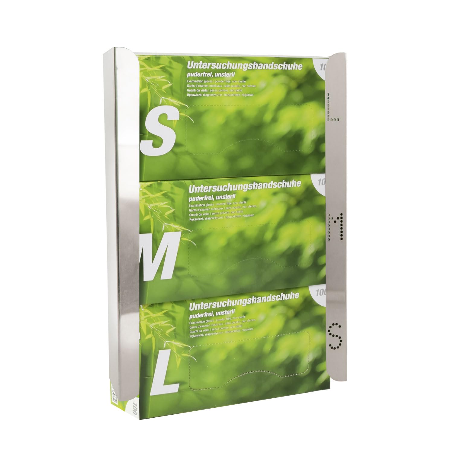 Teqler T-128943 Stainless Steel Glove Dispenser, 3 boxes