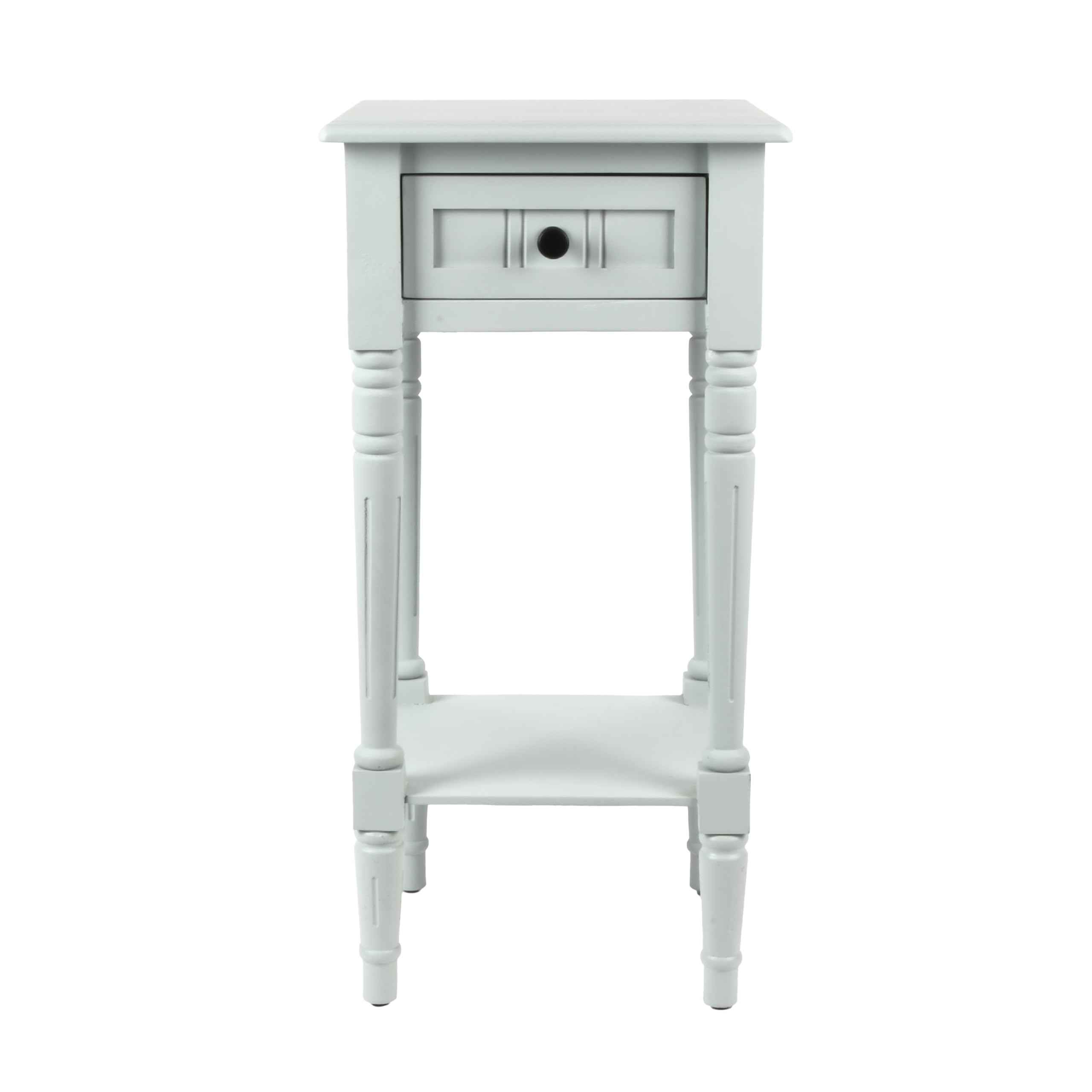 Decor Therapy Accent Table with Storage, Traditional Style, Sturdy Narrow End Table, Ice Blue (28" x 14" x 14") Image