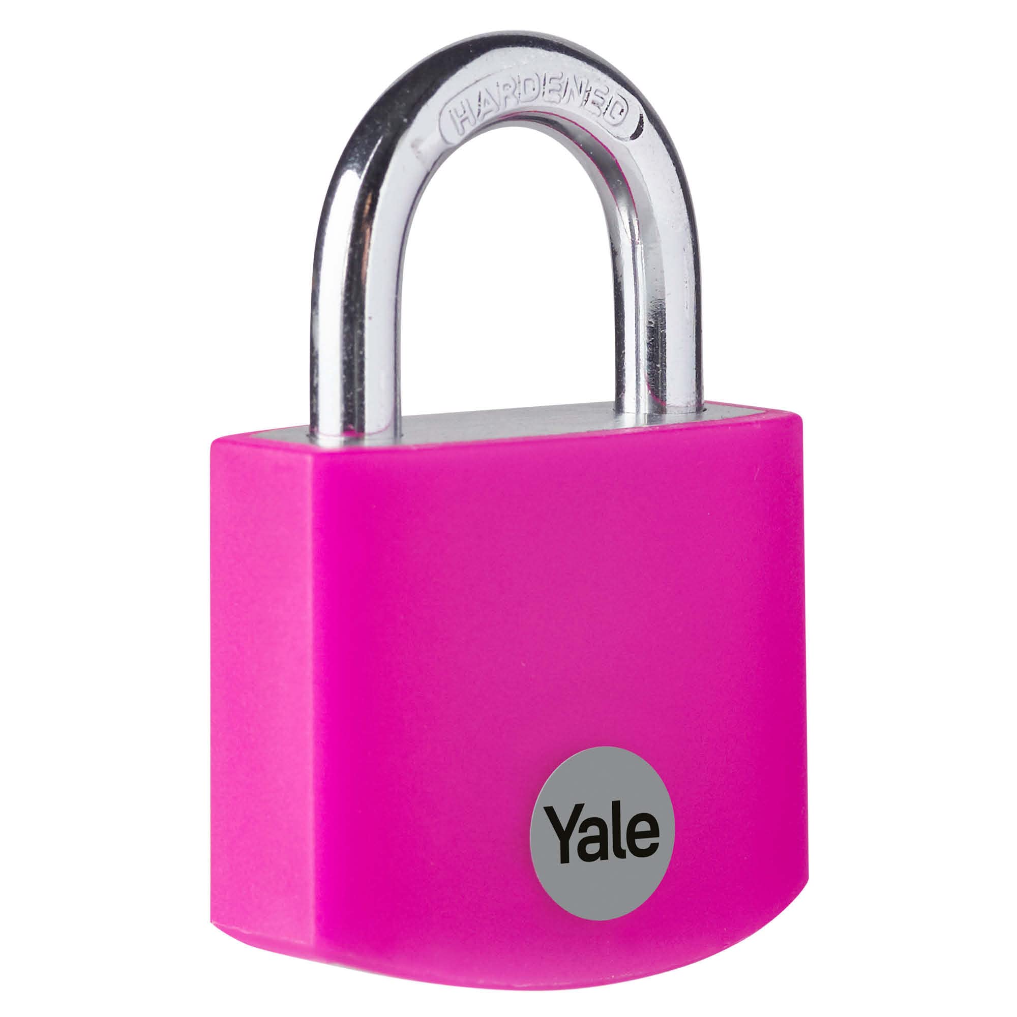 Yale - YE3B/38/119/1/P Standard Security 38mm Aluminium Padlock - Pink - Open Hardened Steel shackle - 3 keys