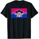 Dia De Los Muertos Sugar Skull Bisexual Pride Flag Mexican T-Shirt