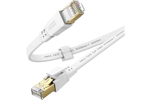 Cat 8 Ethernet Cable 50FT, High Speed Flat Network Cable Shielded with Gold Plated RJ45 Connector, 26AWG Lastest 40Gbps 2000M