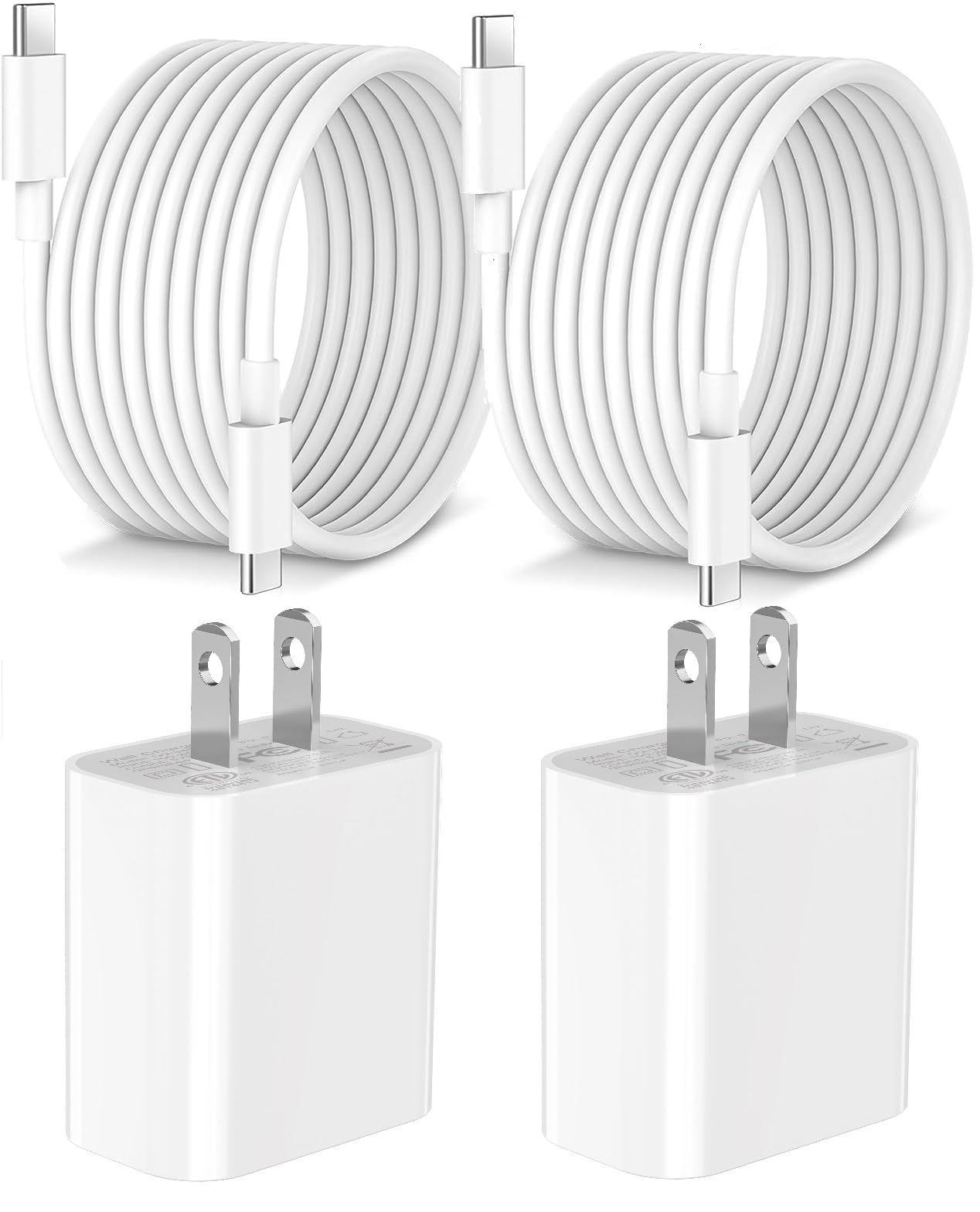 Photo 1 of [Apple MFi Certified] iPhone 17 16 Charger Fast Charging, 2Pack 20W USB C Fast Charger Block with 2Pack 6FT Long Type C Fast Charging Cable for iPhone 17/16/15 Pro Max, iPad Pro, Air, iPad, AirpodsPro