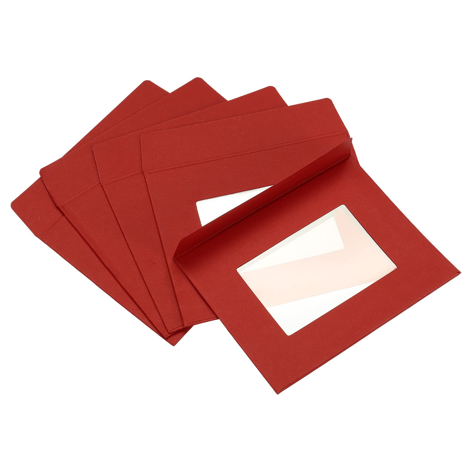 PATIKIL Full Face Window Envelopes 10 Pack 4'' Clear Double Sided for Mailing Statement Photos Catalogs, Red