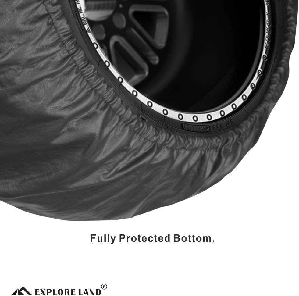 Explore Land 30-33 inch Spare Tire Cover Fit Jeep, Trailer, RV, SUV, Truck, Tough Tire Wheel Soft Cover, Black (Fits Entire Wheel size 30-33 inch): Automotive