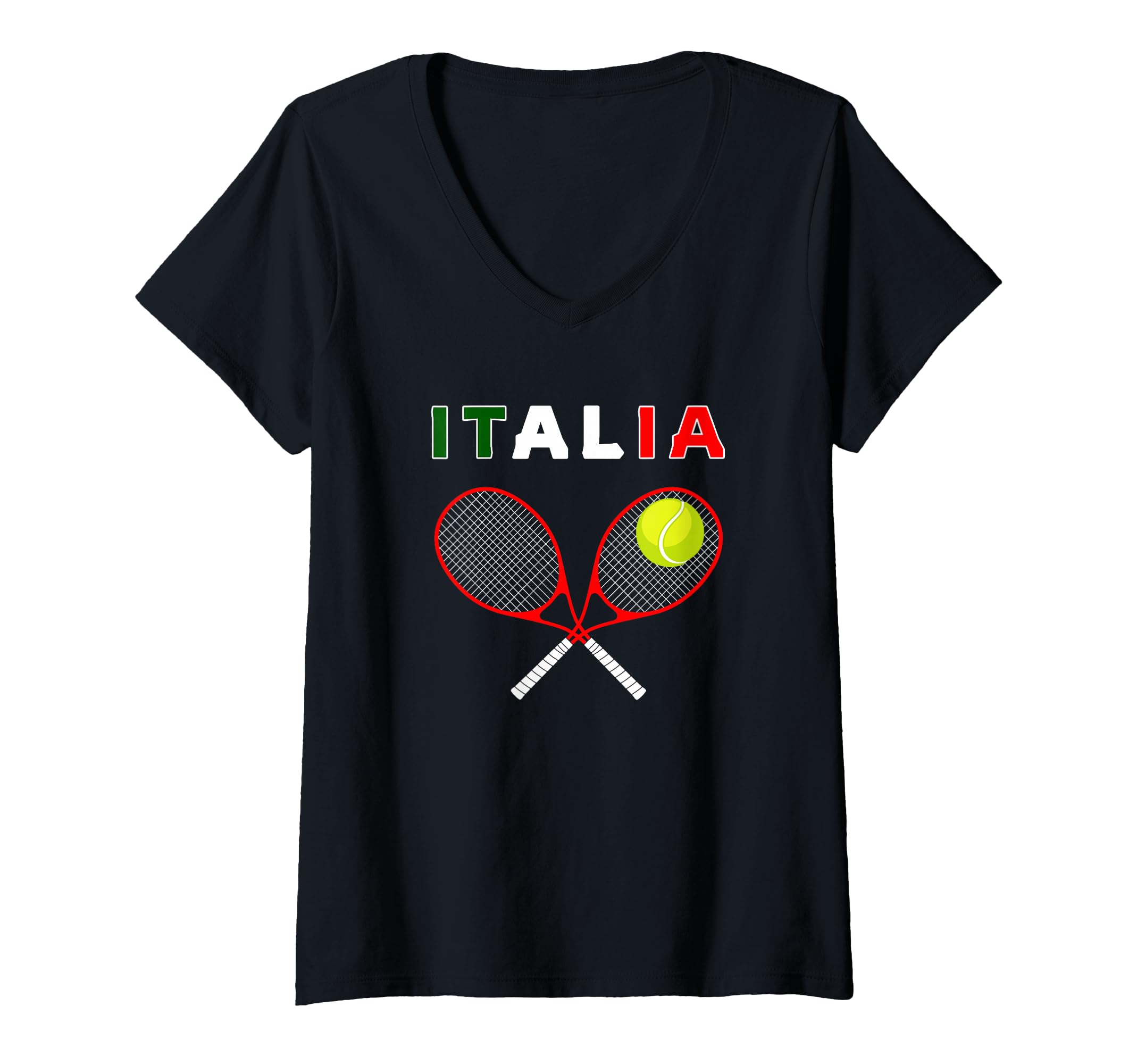 Women's Italy Tennis Graphics / Country Italia Flag Pride V-Neck T-Shirt