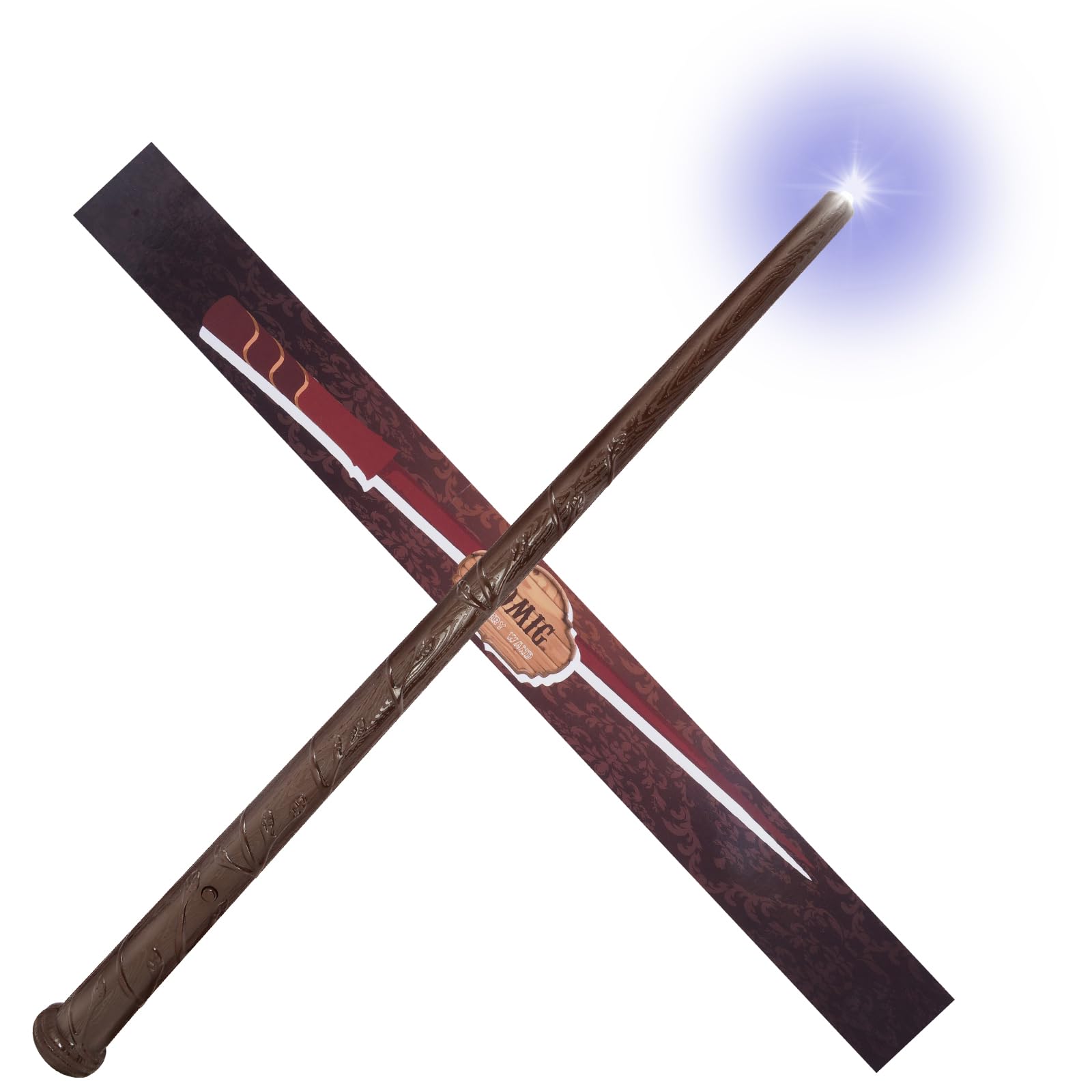 Aomig Magic Wand Kids Glowing Magic Wand with Light and Sound, Light Up Wand Wand Glow for Wizards and Sorcerer's Apprentices, Costume Accessory for Halloween Cosplay Christmas Birthday(Dark Brown) — image 1