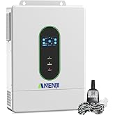 Aninerel 12000W Solar Hybrid Inverter 48V DC to 120V/240V AC Single Phase Split Phase Power Inverter, Pure Sine Wave, Built-in 2 MPPT Controller, Max. 220A Battery Charging, Parallel 6 Units, UL1741