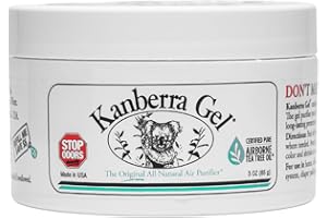 Kanberra Gel 3oz - All-Natural Odor Eliminator & Air Freshener for Home, Car, RV, Boat, Gym Bag | Eco-Friendly, Long-Lasting Tea Tree Oil Formula, Safe for Pets and Family.