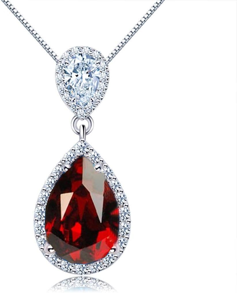 ForfamilyltdTimeless & Elegant Sterling Silver Gemstone Crystal Teardrop Pendant Necklace Mother's Day Valentine's day