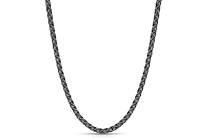 Fiusem Black Wheat Chains for Men and Women, 2/2.5/3/4/5mm Stainless Steel Necklace Chain, Mens Necklace Jewelry Gift 16-28 Inch