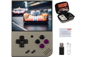 GAMELO Miyoo Mini Plus, Retro Gaming Console with 64G Memory Card, 3.5-inch IPS Screen, 3000mAH Long Endurance Battery，with Storage Case, Support 10000+ Games (Gray 64G)