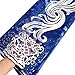 pqdaysun 5 Yards African Net Lace Fabrics Nigerian French Fabric Embroidered and Rhinestones Guipure Cord Lace F50378 (Royal Blue)
