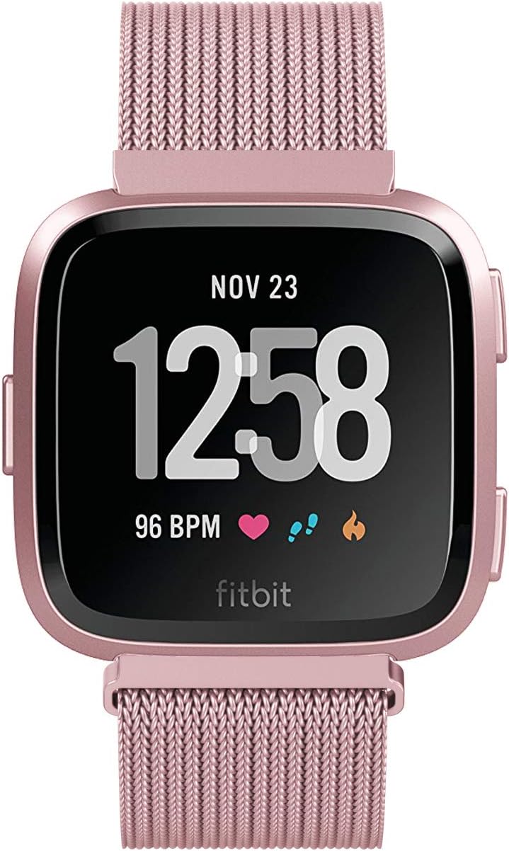 Yutior Metal Bands Compatible with Fitbit Versa 2 / Fitbit Versa Lite & SE/Fitbit Versa Smart Watch, Stainless Steel Metal Replacement Small Large for Women Men, Black, Champagne, Rose Gold, Silver