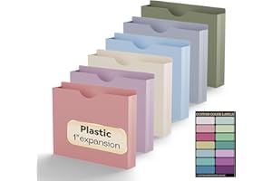 NORDUN Plastic 1 Inch File Jackets Letter Size, Expanding File Folde for Documents,Upgrade Color,12 Pack Manilla Pocket Folders,Heavy Duty Expansion Pocket Files with Straight Cut Tabs,Morandi Color