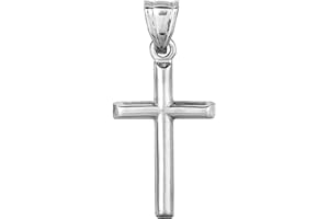 JEWELRY AFFAIRS 14k White Gold Shiny Round Tube Cross Pendant