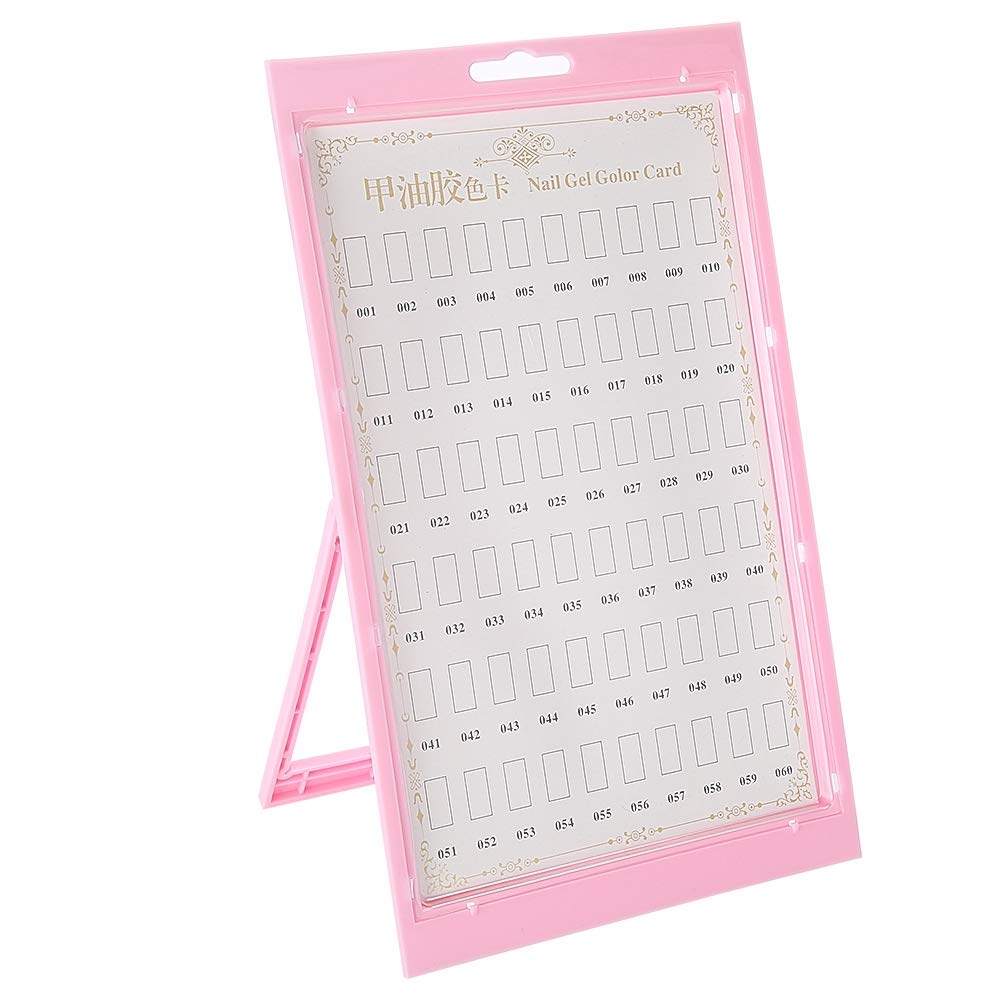 Nail Color Chart Display Board, Nail Color Gel Nail Polish Display Card, Salon Nail Art color Chart Display Booklet, Nail Practice Manicure Tool(Pink)