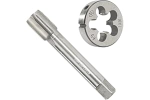 Aceteel M16 x 1.0 Metric Tap and Die Set, M16 X 1.0mm HSS Machine Thread Tap and M16 X 1mm Alloy Tool Steel Round Thread Die Right Hand