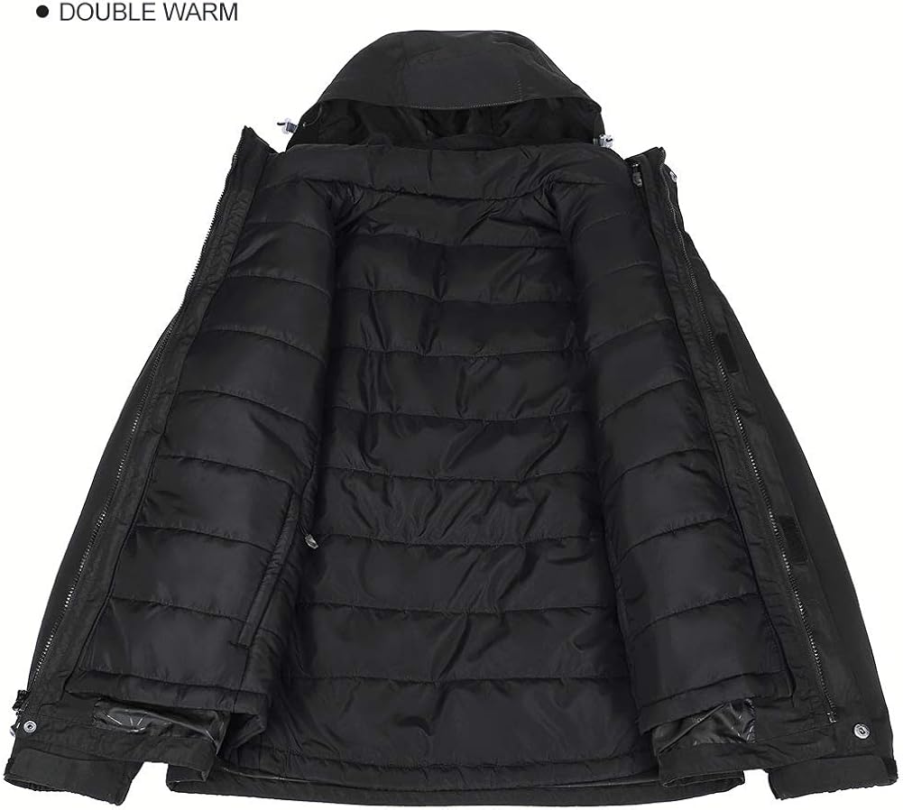 CAMEL CROWN Waterproof Ski Jacket for Men 3 in 1 Winter Jacket Windbreaker Snow Coat Parka for Hiking Snowboard: Clothing