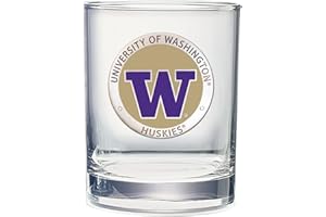 Heritage Pewter Washington Huskies Double Old Fashion | Double Rocks Glass 14 OZ for Liquor | Expertly Crafted Pewter Glass