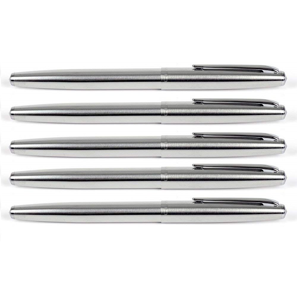 Gullor 5 PCS Stainless Steel EF Nib Classic Fountain Pens Set with Ink Converters