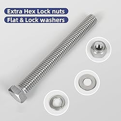 BNUOK (4 Sets) 3/8-16 x 4 Hex Head Screw Bolt,Lock