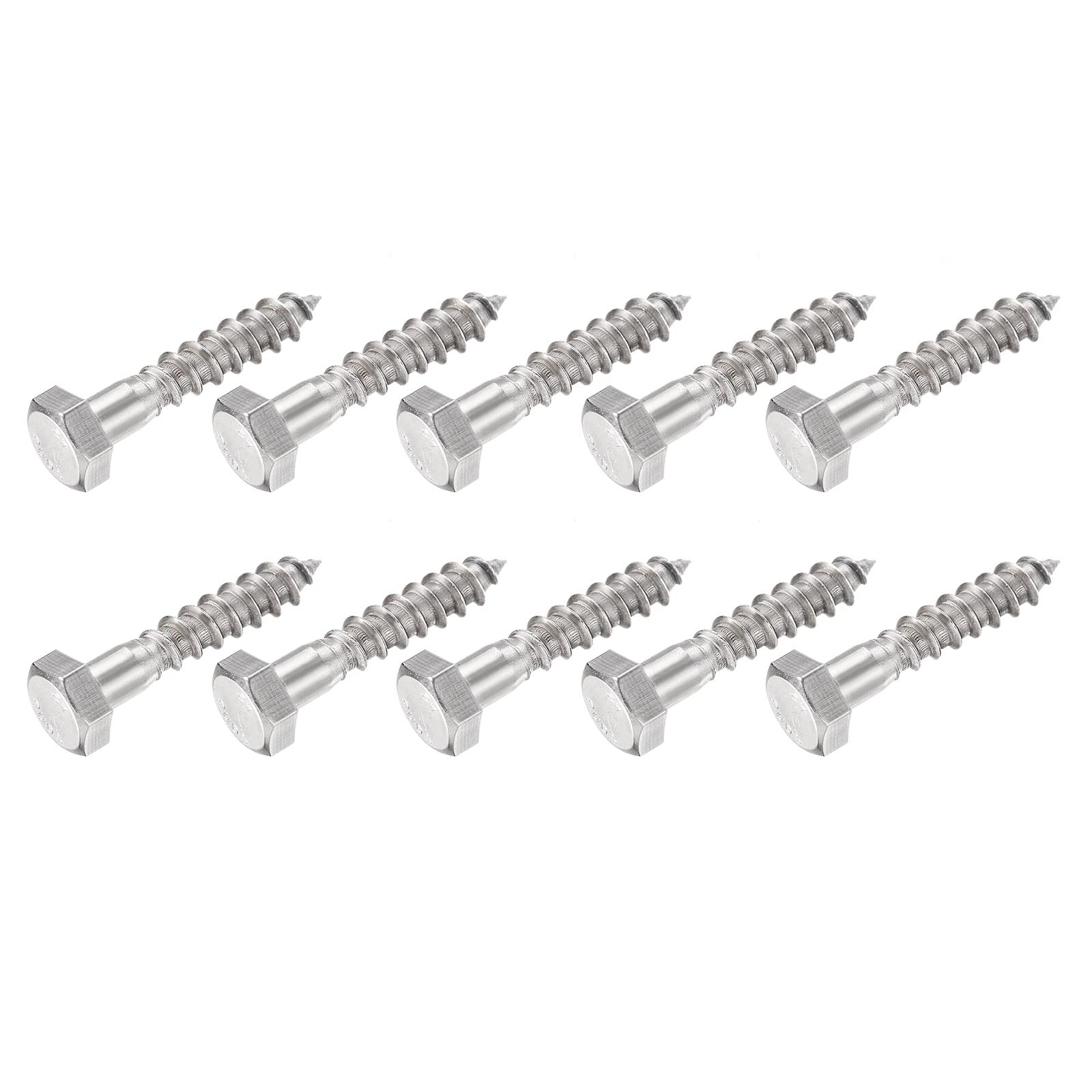 METALLIXITY Hex Lag Screws (M8x35mm)10Pcs, 304 Stainless Steel Self-Tapping Wood Bolts - for Household Applications