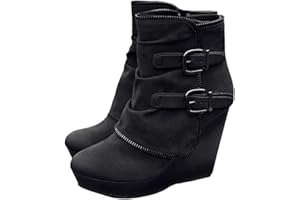 Ladmiple Wedge Boots For Women Wide Calf Low Wedges Ankle Booties Casual Fashion Western Comfort Slip-On Dress Shoes 2024