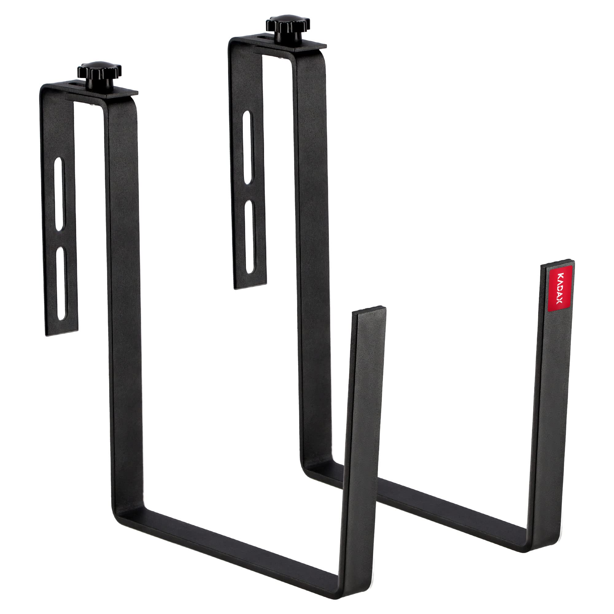 KADAX Two Adjustable Brackets for Hanging Planter, Metal Brackets for Balcony Railings and Fences, Durable Brackets for Window Box (Black, Pack of 2)