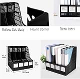 SAYEEC Sturdy Desktop 4 Sections Plastic Magazine Holders Frames File Dividers view 2