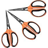 GROWNEER 3 Packs Trimming Scissors Teflon Coated Non Stick Blades Pruning Shears Gardening Hand Pruning Snips with Straight Stainless Steel Precision Blade