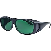 MigraLens OverView Fit-Over Glasses for Migraine Relief | Outdoors and Computer Screens | Unisex | Green Lenses | Black