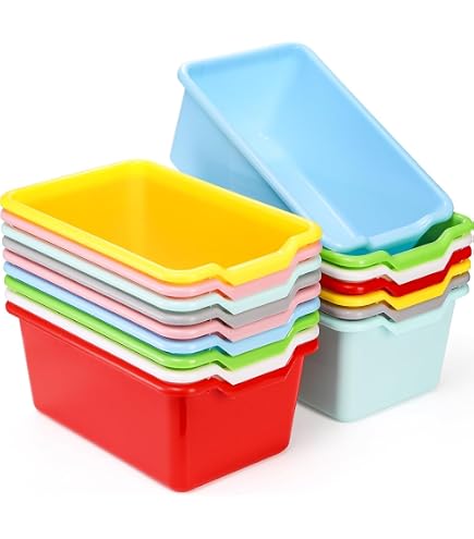 12 Paniers De Rangement En Plastique Colorés - Longs Et étroits Pour Crayons, Fournitures De Bureau Ou Salle De Bain - 25,4 X 7,2 Cm