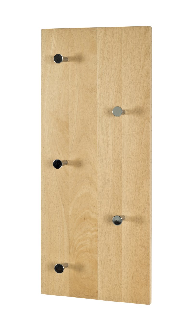 HAKU Möbel Wardrobe Beech, Chrome, Solid Wood - Size: W 60 cm X H 25 cm X D 6 cm, Style: Modern